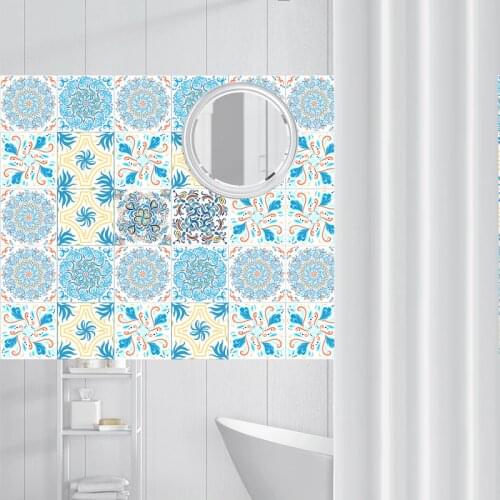 Bohemia Style DIY Mosaic Wall Tiles Stickers Waist Line Wall Sticker Kitchen Adhesive Bathroom Toilet Waterproof PVC Wallpapers