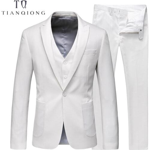 TIAN QIONG Men Wedding Suits 2018 White Suit Latest Coat Pant Designs Mens Stage Wear Costume Homme Mariage Brand Clothing