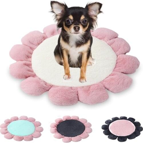 Pet House Soft Round Warming Washable Dog Cat Mat For Small Medium Dogs Autumn Winter Angora Velvet Free Flower Shape Pets Bed