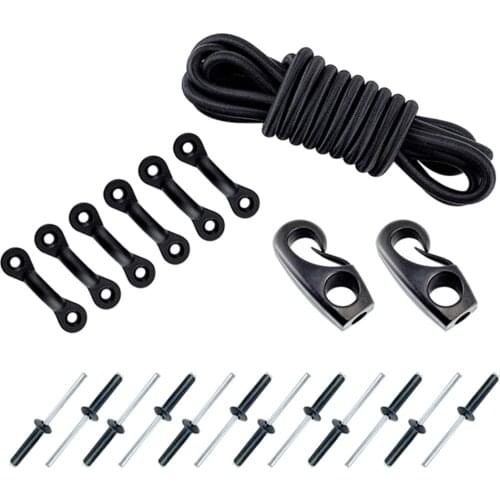 Kayak & Canoe Kit 2.5m Rope 6 Tie Down Pad Eyes 2 Cord Ends