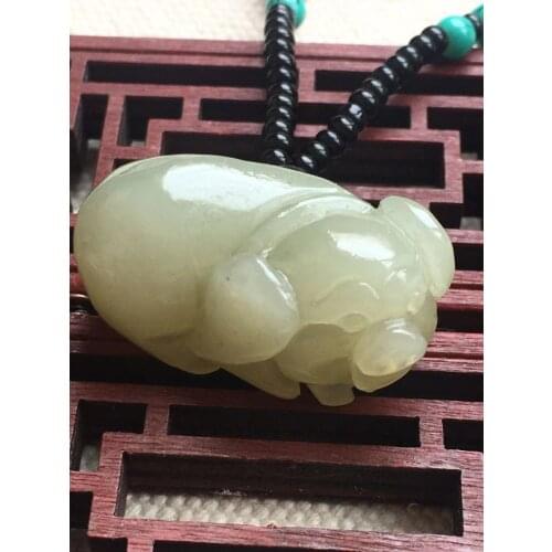 Natural hetian jade Hand-Carved jade raw Chinese zodiac jade pig jade pendant jade necklace men pendants jewelry jade necklaces