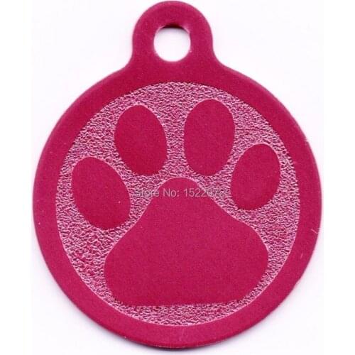 New Round Paw Dog Pet ID Tag Disc Dog tag or Cat tag Engraved Pink FH890201