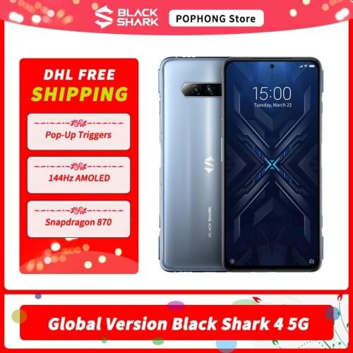 DHL Global Version Black Shark 4 5G Gaming Phone 6.67 inch Snapdragon 870 Octa Core 48MP Triple Camera BlackShark 4 Mobile Phone