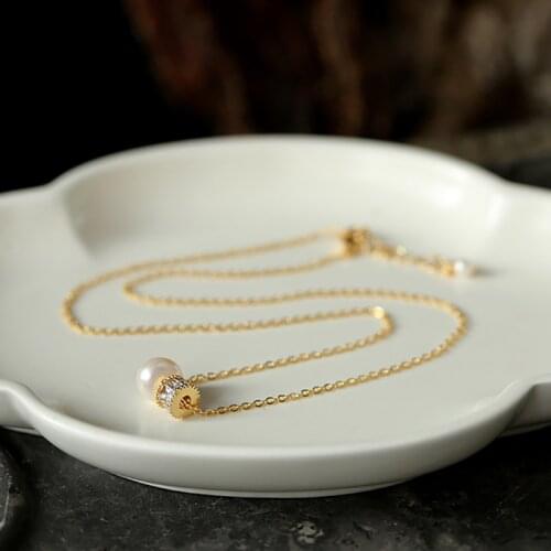 LUKENI Lady Necklace Natural Freshwater Pearl Necklace Adjustable Lady Snake Chain Pendant Necklace 2021 New Jewelry