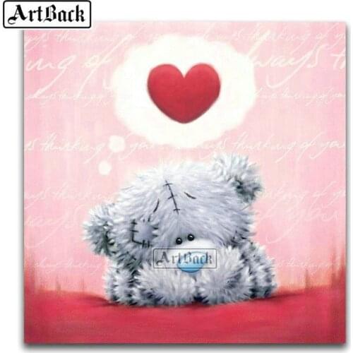 Sale diy 5d diamond painting cartoon bear doll heart pattern 3D full square rhinestone new arrival stick diamond embroidered