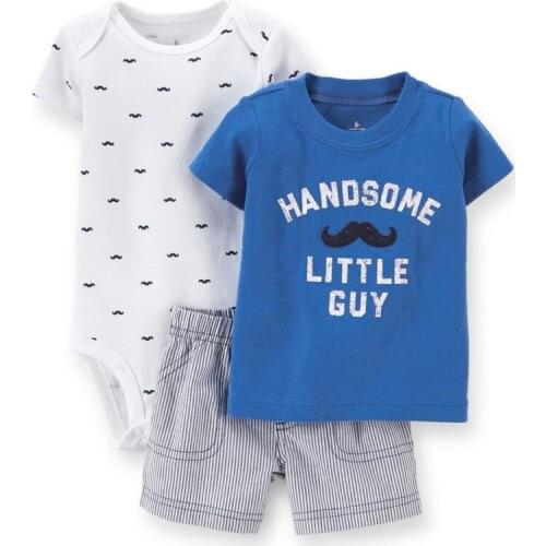 Clearance Sale Summer Babys Sets Cartoon Toddler Clothes Short Sleeve Cotton T-shirt+Bodysuits+Pants Newborn Infant Jumpsuits