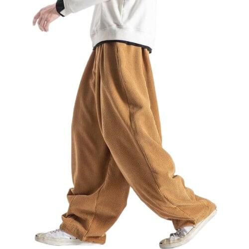 Plus Size Fashion Corduroy Hiphop Harem Pants Men and Women Loose Baggy Straight Pants Wide Leg Streetwear Male Clothing