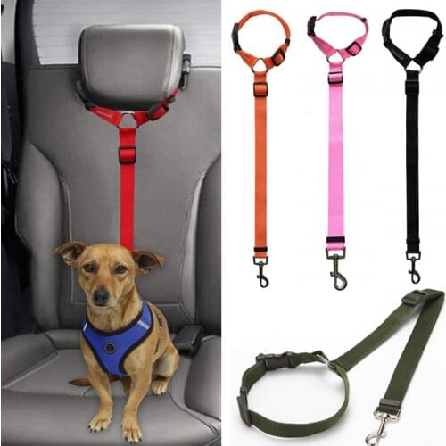 Dog Seat Belt Dog Harness Leash Vehicle Belt Adjustable Cushioning Elastic Safety Rope for Cat Puppy Seat-belt Travel Clip Strap