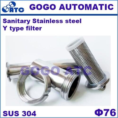 Sanitary Stainless steel 304 O.D 76 mm Y type filter Oblique plug-in pipe welding Sanitary filter Angle filter
