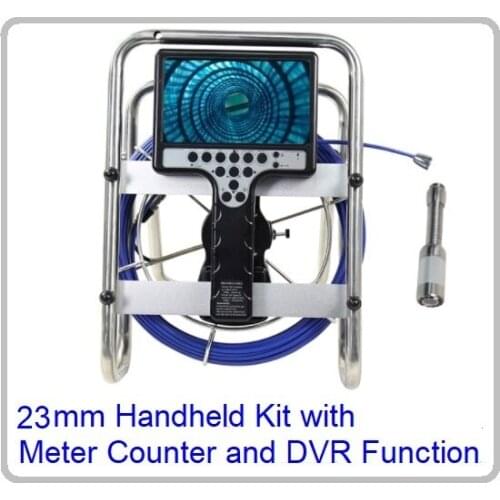 DVR Meter Counter 512hz Transmitter Sonde Self Leveling Long Spring 23mm Pipe Sewer Drain Inspection Video Camera 7"Screen LCD