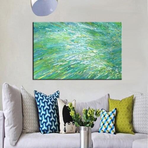 Old Experienced Painter Handmade High Quality Abstract Green Oil Painting On Canvas Abstract Green Landscape Oil Paintings