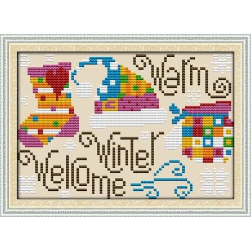 Warm Winter Chinese Cross Stitch Kits Ecological Cotton Diamond Painting Stamped Printed 14 11CT DIY Wedding Decoration For Home
