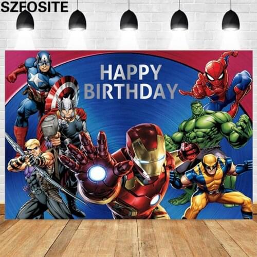 Cartoon Superhero Picture Kids Party Colorful Background Boy Birthday Decoration Photography Studio Photo Custom Vinyl Backdrop