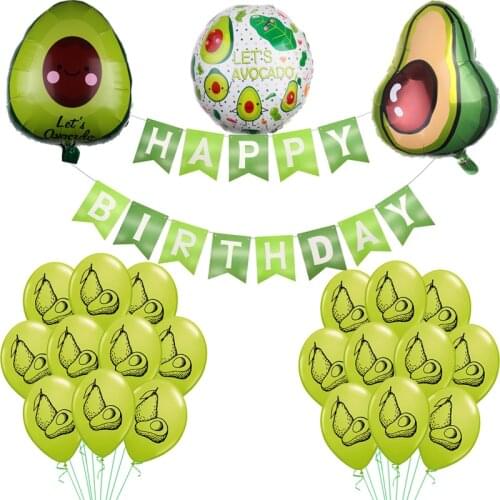 Green Lets Avocado Foil Balloons Fiesta Party Decoration Globos Happy Birthday Banner Plant Fruit Hawaii Baby Shower Ballon