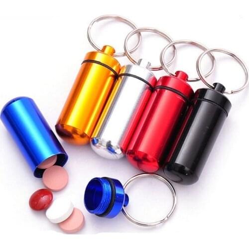 2pc/lot Micro Aluminium Pill Medicine Box Holder Container Capsule Bottle for outdoor Keychain Pill Container armazenamento GYH