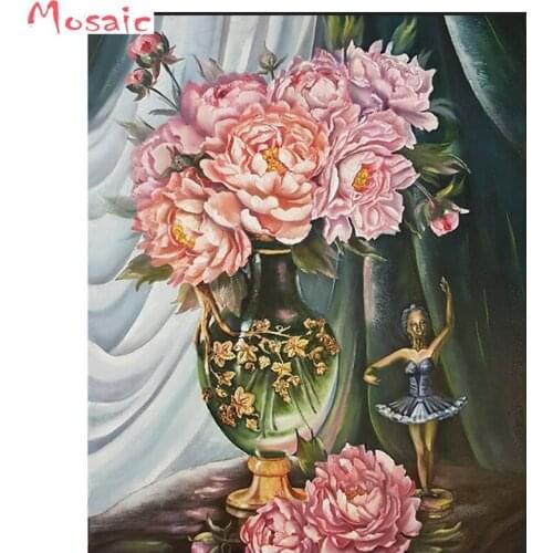 5D Full circle/square Diamond Painting vase peony flower Embroidery Sale Diamond Picture Of Rhinestone Decor Home Gift