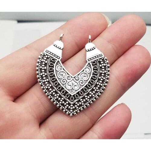 6pcs/lot--37x43mm, connector chams,Antique silver plated Necklace connector charms,DIY supplies,Jewelry accessories