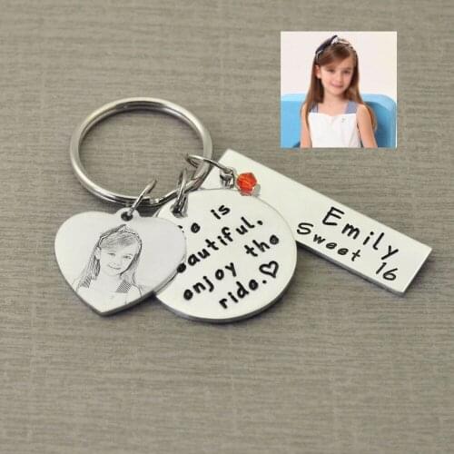 Sweet 16 Keychain,Personalized Photo Keychain,Custom Keychain Birthday Gift,Gift for Father,Birthday Gift,Graduation Gift