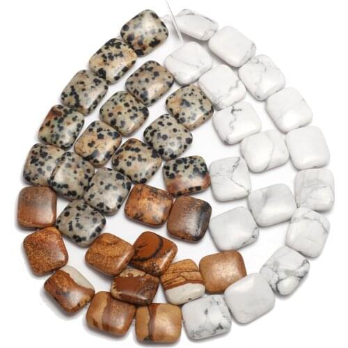 10pcs natural stone beads white turquoi picture stone damation jaspers rectangular for necklace charms jewelry size 14x16mm