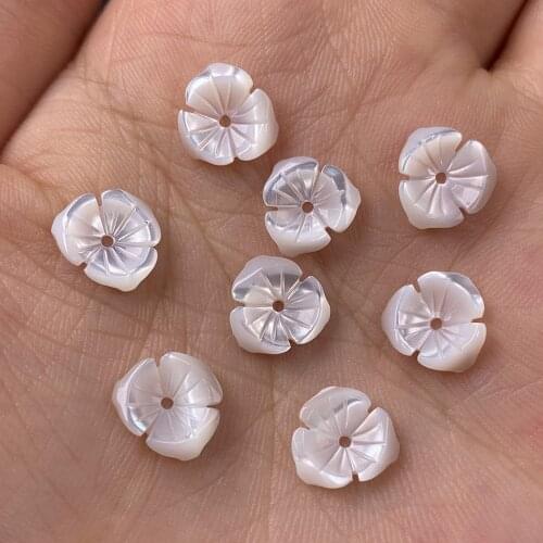5Pcs Shell Beads Accessories Flower-shaped White Loose Shell For Jewelry Making Bracelet Earring Handiwork Sewing Accessory