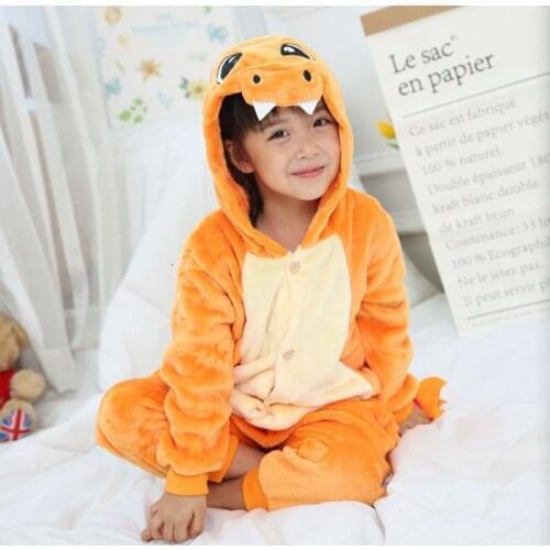 Kids Onesies Hooded Pajamas Children Sleepwear Boys Girls Dinosaur Dragon Animal Anime Pyjama Pijama Flannel Nightwear Clothes