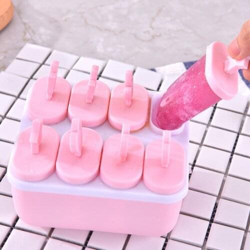 6/8 Cells Round Shape Ice Cream Mold DIY Handmade Dessert Fruit Maker Reusable Ice Cube Tray Popsicle Home Ice Cream Maker