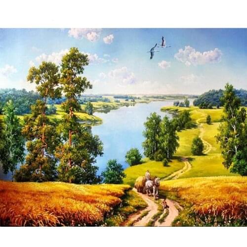 GATYZTORY Plain trail DIY oil Painting by Numbers canvas with seven colors adult paint by numbers canvas Drawing With Brushes