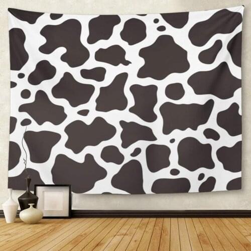 Cowhide Black and White Cow Pattern Animal Skin Tapestry Wall Hanging for Living Room Bedroom Dorm 60x80 Inches