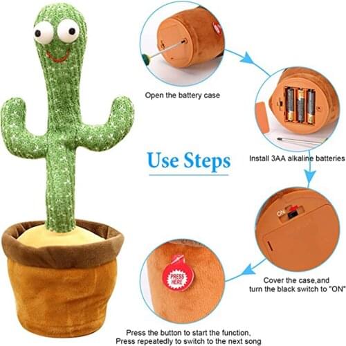 Cactus Plush Toy Electronic Vibration Dancing Twisting Singing Plush Cute Dancing Cactus Early Childhood Education Toy Children