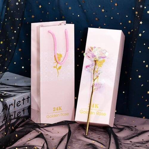 1PCS Simulation Eternity 24K Gold Foil Rose Flower Rainbow ValentineS Day Romantic Flower Wedding Gift Beautiful LED Luminous
