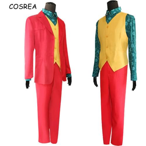 Movie Joker Origin Cosplay Costumes Joaquin Phoenix Arthur Fleck The Uniform Red Suit Men Outfit Halloween Carnival