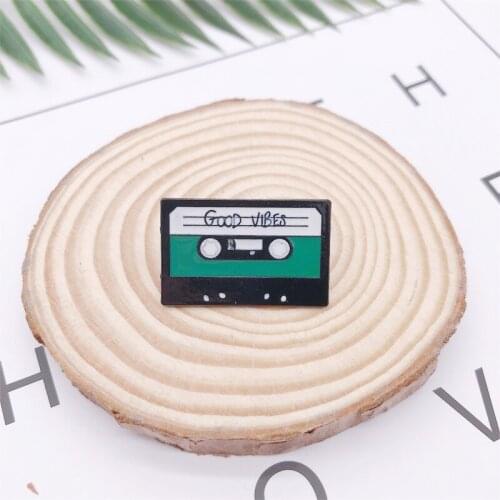 Creative Music Vintage CD Tape Enamel Brooch GOOD VIBES Geometry Badge Denim Shirt Bag Pin Rock Punk Accessories Jewelry Gift