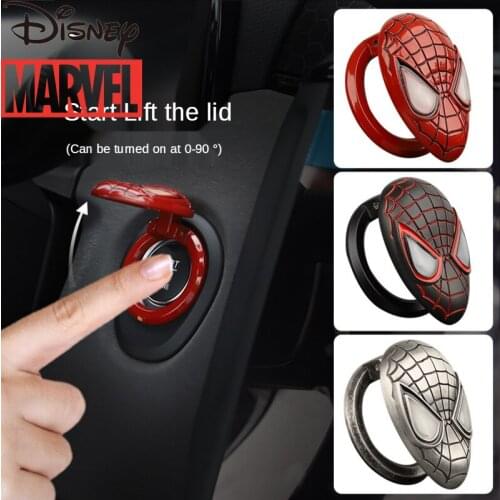 Disney Marvel Spiderman Metal Car Button Interior Accessories Engine Ignition Start Stop Protector Decorative Stickers