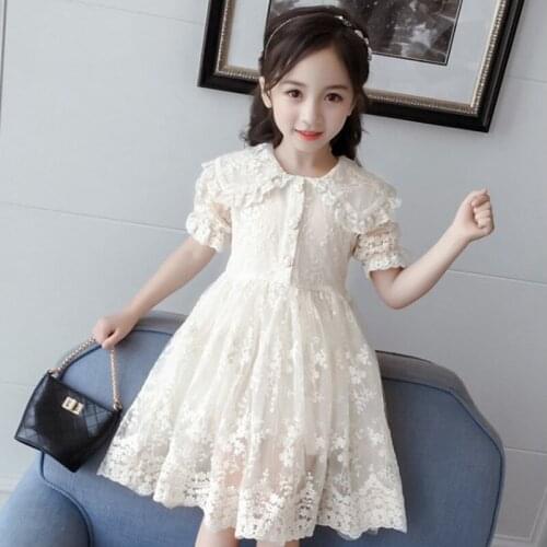 Fashion Lace Dress For Girls Summer Short Sleeve Elegant Princess Wedding Prom Dress Christmas Clothes 4-14Years Old Kids Dress