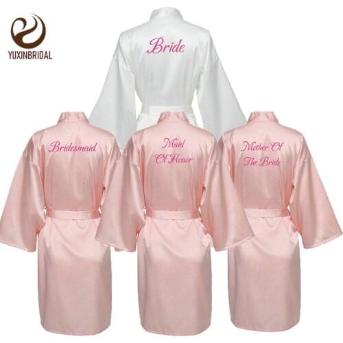 New Blush Satin Silk Bride Robe Wedding Robe Bridesmaid Bride Dressing Gown Bridesmaid Robes Bridal Gift