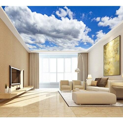 Large Blue Sky Cloud Mural 3d Ceiling Mural Wallpaper for Walls Living room Hall 3d Wall Ceiling Murals 3d Wall paper Sticker