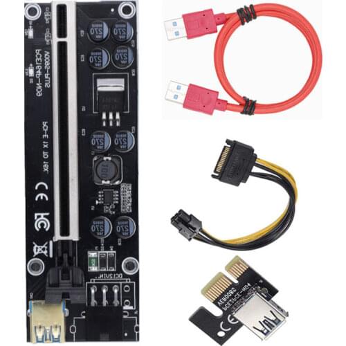 5pcs NEW VER009S Plus PCI-E Riser Card PCI Express 1X to 16X USB 3.0 Cable SATA to 6Pin Connector for Graphics Video Card Mining