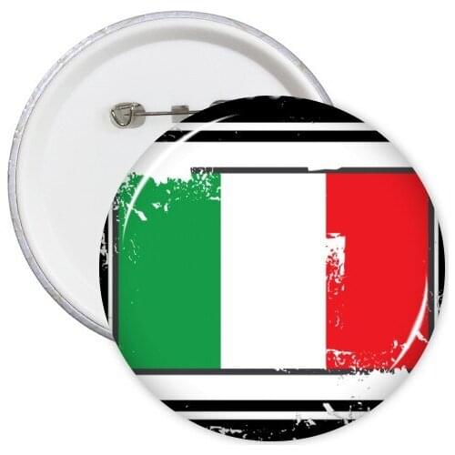 I Love Italy Word Love Heart Illustration Pattern National Flag Resident Diet Illustration Pattern Round Pin Badge Button 5pcs
