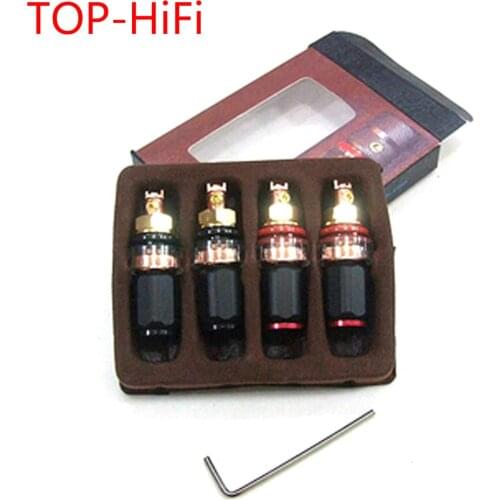 TOP-HiFi 4pcs/lot Red Copper Audio Speaker Connector Amplifier Terminal Binding Post Banana plug for Amplifier Connector