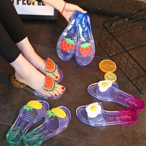 2020 Ladies Fashion Fruit Slippers Crystal Non-slip Light Indoor And Outdoor Sandals And Slippers Ladies Plastic Beach Shoes