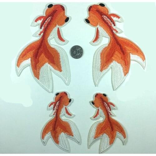 1 Pcs Embroidered Goldfish Patches Stripes Clothing Decor Iron-on DIY Patches Applique Stickers Clothes Sew Badges Patchwork
