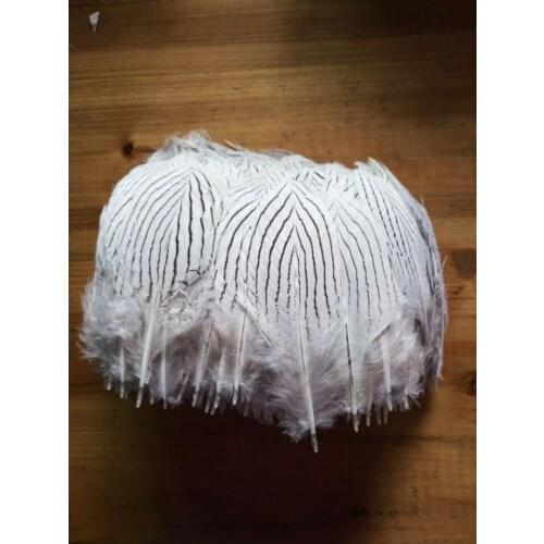 100 pieces quality natural silver chicken feathers, 4-6inches / 10-15cm DIY decorative handicrafts accessories