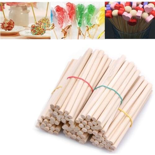 100 pcs Pop Food Sucker Bamboo Sticks Chocolate Cake Lollipop Sweet Candy DIY HandCrafts