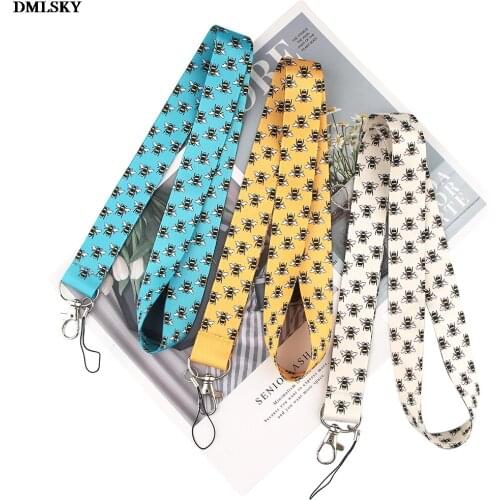24pcs/lot M4703 DMLSKY Cute Animals Mobile Phone Straps Holder Key Badge Camera USB Holders Hanging Neck Rope Bee Lanyard
