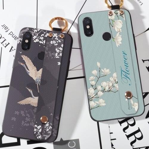 3D Floral Hand Strap Case For Xiaomi Mi Max 2 3 Pro Luxury Silicone Back Cover For Xiaomi Mi Play Mi Note 3 Pocophone F1