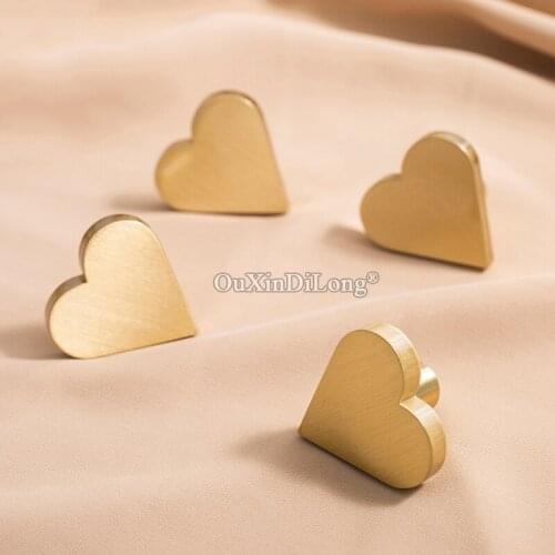 European 4PCS Pure Brass Heart Furniture Handles Drawer Pulls Cupboard Wardrobe Kitchen Wine TV Cabinet Pulls Handles and Knobs