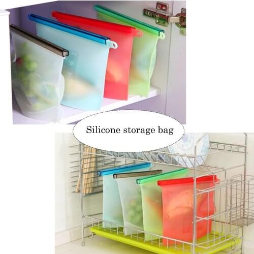 5PCS 18*20cm Silicone Food Storage Bag Reusable Refrigerator Fresh Bags for Sandwich, Liquid, Snack, Lunch, Fruit