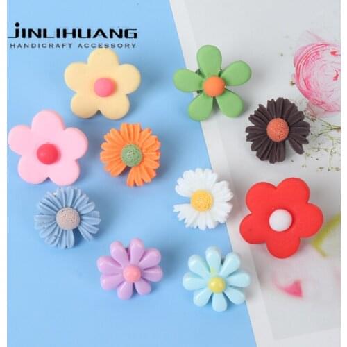 5pcs Baby Kid Cute Decorative Nail Buttons Badge Brooch for Needlework Craft Plastic Flower Button on Clothes Christmas Handmade