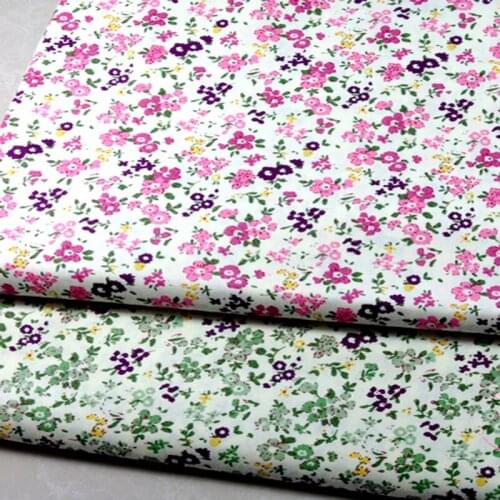 50x40cm Graceful Green & Pink Flowers Floral Printed Beige Color Cotton Fabric Bundle
