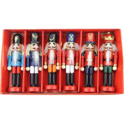 6pcs 5" Traditional Wooden Nutcracker Soldier Figure Decor, Collectible Nut